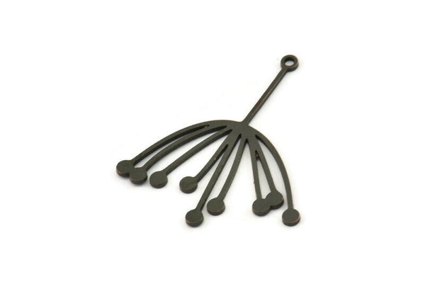 Siyah Karahindiba Tılsımı, 1 Halkalı 6 Oksitlenmiş Siyah Pirinç Taraxacum Tılsımı (35x30x0,80 mm) A4219 H1227