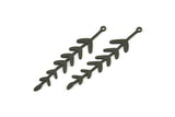 Siyah Yaprak Tılsımı, 1 Döngülü 10 Oksitlenmiş Siyah Pirinç Dal Tılsımı, Tılsım Kolye Uçları (46x10x0,60 mm) A3461