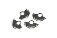Siyah Güneş Tılsımı, 12 Oksitlenmiş Siyah Pirinç Güneş Tılsımı, Kolye Uçları, Bulgular (23x15x0,60 mm) A3876