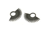 Siyah Güneş Tılsımı, 12 Oksitlenmiş Siyah Pirinç Güneş Tılsımı, Kolye Uçları, Bulgular (23x15x0,60 mm) A3876