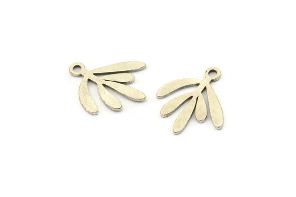 Silver Leaf Charm, 24 Antique Silver Plated Brass Leaf Charms With 1 Loop, Findings (14x13x0.60mm) A3891