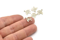 Silver Leaf Charm, 24 Antique Silver Plated Brass Leaf Charms With 1 Loop, Findings (14x13x0.60mm) A3891