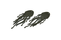 Black Jellyfish Charm, 4 Oxidized Black Brass Jellyfish Charms With 1 Hole, Charm Pendants (43x16x0.60mm) SMP0059 A6196 Q0233