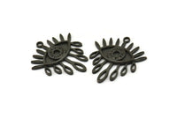 Black  Eye Charm, 2 Oxidized Black Brass Eye Charms With 1 Loop, Pendants - Pad Size 3mm (29x25x2mm) N1370