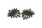 Black  Eye Charm, 2 Oxidized Black Brass Eye Charms With 1 Loop, Pendants - Pad Size 3mm (29x25x2mm) N1370