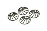 Siyah Yuvarlak Charm, 1 Delikli 12 Oksitlenmiş Siyah Pirinç Yükselen Güneş Desenli Yuvarlak Şekilli Charm, Charm Kolye Uçları (18x0,80 mm) A5572