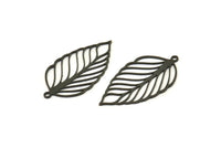 Siyah Yaprak Charm, 1 Halkalı 8 Oksitlenmiş Siyah Pirinç Yaprak Charm, Charm Kolye Uçları (32x17,5x0,60 mm) SMP0089 A6882