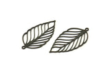 Siyah Yaprak Charm, 1 Halkalı 8 Oksitlenmiş Siyah Pirinç Yaprak Charm, Charm Kolye Uçları (32x17,5x0,60 mm) SMP0089 A6882
