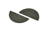 Black Half Moon, 2 Hammered Oxidized Black Brass Semi Circle Blanks With 2 Holes (34x16x1mm) N0995