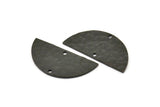 Black Half Moon, 2 Hammered Oxidized Black Brass Semi Circle Blanks With 2 Holes (34x16x1mm) N0995