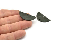 Black Half Moon, 2 Hammered Oxidized Black Brass Semi Circle Blanks With 2 Holes (34x16x1mm) N0995