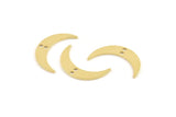 Gold Moon Charm, 6 Gold Plated Brass Crescent Moon Charms With 2 Holes (22x5x0.80mm) M01190 H0841