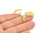 Gold Moon Charm, 6 Gold Plated Brass Crescent Moon Charms With 2 Holes (22x5x0.80mm) M01190 H0841