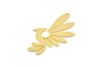 Gold Bird Charm, 2 Gold Plated Brass Phoenix Charms With 1 Hole, Findings (35x21x0.60mm) SMP0316 A2682 H0854
