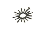 Siyah Güneş Tılsımı, 1 Döngülü 10 Oksitlenmiş Siyah Pirinç Güneş Tılsımı, Tılsım Kolye Uçları (26,5x24x0,80 mm) A6459