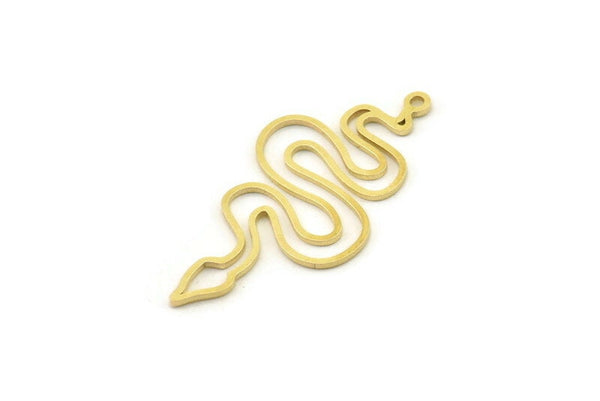 Brass Snake Charm, Raw Brass Snake Charms With 1 Loop, Snake Earrings (39x17x0.80mm) SMP1514 A5104