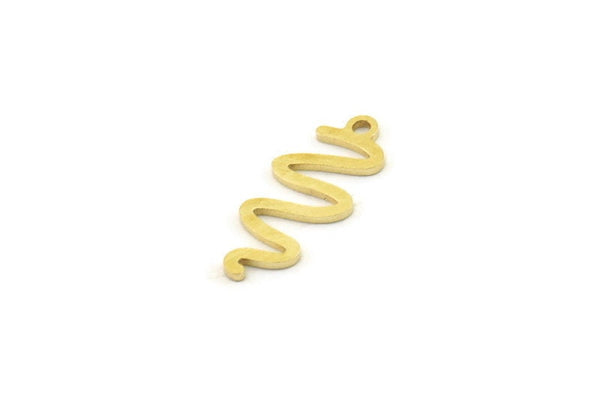 Brass Snake Charm, Raw Brass Snake Charms With 1 Loop, Snake Earrings (20x9x0.80mm) SMP1534