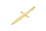Pirinç Kılıç Tılsımı, 1 Halkalı Ham Pirinç Kılıç Tılsımları, Küpeler, Tılsım Kolye Uçları, Bulgular (43x14x0,80 mm) SMP1517