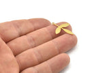 Brass Leaf Charm, Raw Brass Leaf Charms With 1 Loop, Leaf Earrings (26x21x0.60mm) SMP1527
