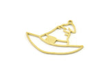 Brass Hat Charm, Raw Brass Hat Charms With 1 Loop (36x29x0.80mm) SMP1513