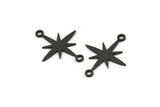 Siyah Kutup Yıldızı Charm, 24 Oksitlenmiş Siyah Pirinç, Siyah Charmlar, 2 Döngülü Siyah Kutup Yıldızı Charmları, Bağlantı Parçaları (19x15x0,60 mm) A4107