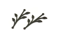 Siyah Yaprak Charm, 2 Döngülü 8 Oksitlenmiş Siyah Pirinç Yaprak Charm, Bağlantı Elemanları (31x16x0,80 mm) SMP0635 A3842