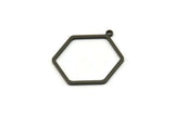 Black Hexagon Charm, 8 Oxidized Black Brass Hexagon Charms With 1 Loop, Earring Findings, Geometric Charms (28x23x1mm) A3000