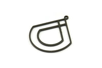 Black Charm, 12 Oxidized Black Brass, Black Pendants, Charm Pendants, Black Charms With 1 Loop (29x26x0.80mm) SMP0040 A2646