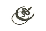 Black Moon Charm, 2 Oxidized Black Brass Crescent Moon And Snake Shaped Charms With 1 Loop (40x29x0.60mm) SMP0284 A2602