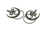 Black Moon Charm, 2 Oxidized Black Brass Crescent Moon And Snake Shaped Charms With 1 Loop (40x29x0.60mm) SMP0284 A2602