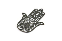 Black Hand Charm, Oxidized Black Brass Hand Shaped Charms, Earrings, Findings (44x35x0.60mm) SMP0167 A2644