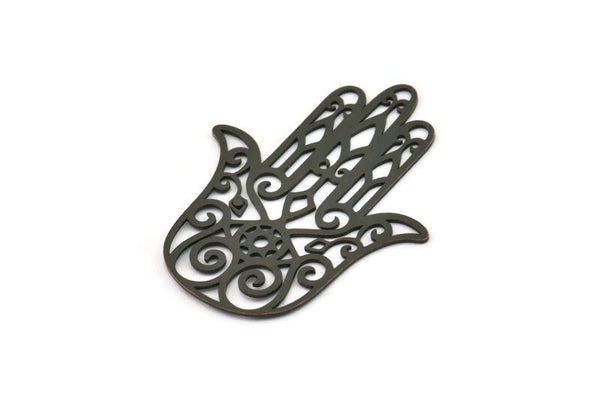 Black Hand Charm, Oxidized Black Brass Hand Shaped Charms, Earrings, Findings (44x35x0.60mm) SMP0167 A2644