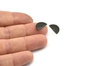Semi Circle Pendant, 24 Oxidized Black Brass Semi Circle Blanks With 1 Hole (15x7.5x0.80mm) E122 H0820