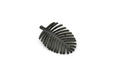 Siyah Yaprak Tılsımı, 1 Halkalı 4 Oksitlenmiş Siyah Pirinç Yaprak Tılsımı, Küpeler, Bulgular (21x13x1mm) N1207