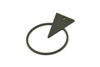 Siyah Yuvarlak Charm, 1 Delikli 6 Oksitlenmiş Siyah Pirinç Üçgen Charm, Bulgular (34x27x0,80 mm) A5657 H0840