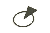 Siyah Yuvarlak Charm, 1 Delikli 6 Oksitlenmiş Siyah Pirinç Üçgen Charm, Bulgular (34x27x0,80 mm) A5657 H0840