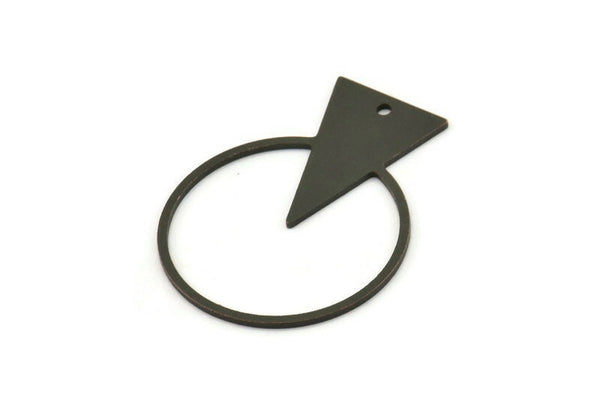Siyah Yuvarlak Charm, 1 Delikli 6 Oksitlenmiş Siyah Pirinç Üçgen Charm, Bulgular (34x27x0,80 mm) A5657 H0840