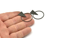Siyah Yuvarlak Charm, 1 Delikli 6 Oksitlenmiş Siyah Pirinç Üçgen Charm, Bulgular (34x27x0,80 mm) A5657 H0840