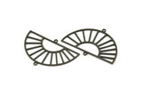 Semi Circle Charm, 6 Oxidized Black Brass Rising Sun Charms With 2 Loops, Pendant Charms (40x25x0.60mm) A3085