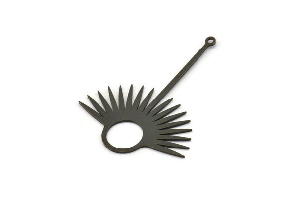 Black Sun Charm, 6 Oxidized Black Brass Sun Charms With 1 Loop, Findings (38x30x0.60mm) SMP0280 A2642