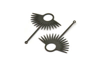 Black Sun Charm, 6 Oxidized Black Brass Sun Charms With 1 Loop, Findings (38x30x0.60mm) SMP0280 A2642