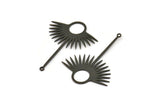 Black Sun Charm, 6 Oxidized Black Brass Sun Charms With 1 Loop, Findings (38x30x0.60mm) SMP0280 A2642