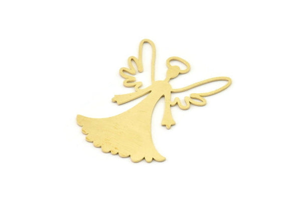 Brass Angel Charm, Raw Brass Angel Charms With 1 Loop, Brass Angel Pendants (38x30x0.60mm) SMP1530