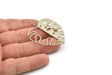 Steel Monstera Charm, Stainless Steel Monstera Leaf Charms With 1 Loop, Findings (46x41x0.80mm) SMP1507