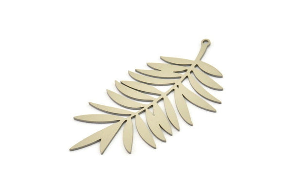 Steel Leaf Charm, Stainless Steel Leaf Charms With 1 Loop, Leaf Earrings (60x31x0.80mm) SMP1511