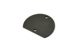 Semi Circle Charm, 6 Oxidized Black Brass Half Moon Charms With 2 Holes, Connectors (18x14x0.80mm) A3077