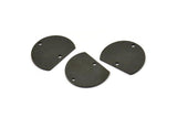 Semi Circle Charm, 6 Oxidized Black Brass Half Moon Charms With 2 Holes, Connectors (18x14x0.80mm) A3077