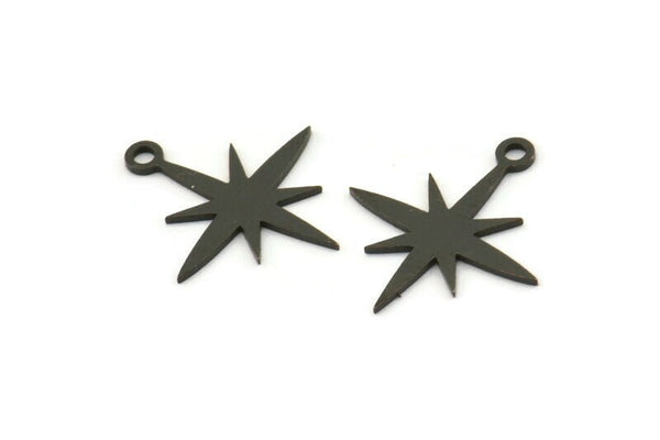 Siyah Kutup Yıldızı Tılsımı, 24 Oksitlenmiş Siyah Pirinç, Siyah Tılsımlar, 1 Döngülü Siyah Kutup Yıldızı Tılsımları (17x15x0,60 mm) A4109