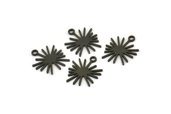 Siyah Güneş Tılsımı, 1 Döngülü 24 Oksitlenmiş Siyah Pirinç Güneş Tılsımı, Tılsım Kolye Uçları (13x12x0,60 mm) A3652