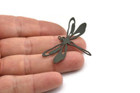 Black Dragonfly Charm, 4 Oxidized Black Brass Dragonfly Shaped Charms With 1 Loop, Pendants, Findings (31x48x0.60mm) A3302